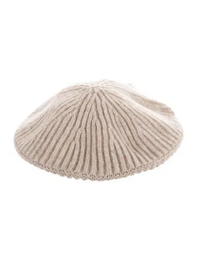 Pre-owned Ganni Knitted Beret Hat In Neutrals