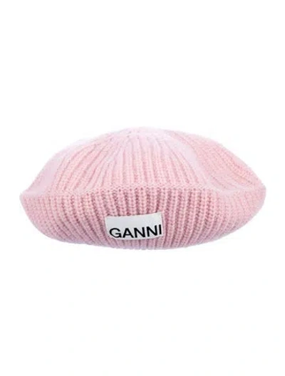 Pre-owned Ganni Knitted Beret Hat In Pink