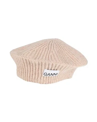 Ganni Knitted Beret In Nude