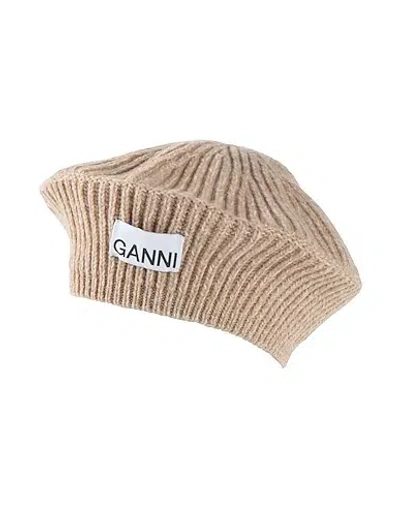 Ganni Knitted Beret In Nude