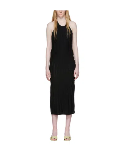 Ganni Knitted Halterneck Midi Dress In Black