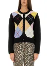 Ganni Harlequin Argyle Wool-blend Cardigan In Black