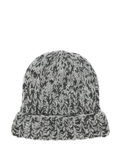 Ganni Knitted Hat In Gray