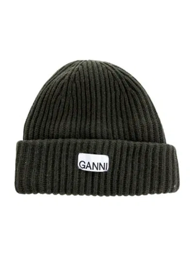 Pre-owned Ganni Knitted Hat In Green