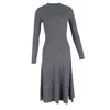 Ganni Knitted Hook & Eye Detailed Midi Dress In Grey Cotton In Grey