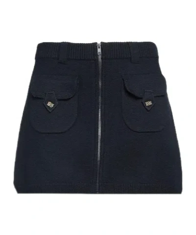Ganni Knitted Mini Skirt In Black