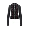 Ganni Grey Sweater With Classic Collar And Check Motif On The Front