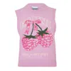 Ganni Cherry Pattern Wool Vest In Pink