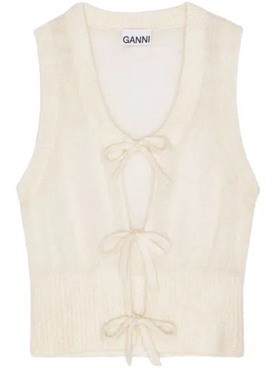 Ganni Egret Light Mohair Tie String Vest In White