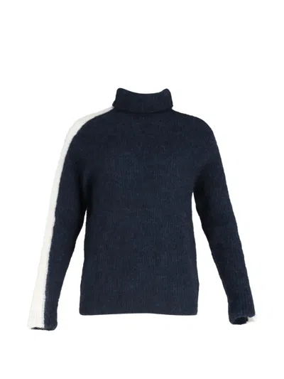 Pre-owned Ganni Knitted Turtleneck Sweater In Blue