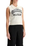 Ganni Wool Collared Sweater Vest In White