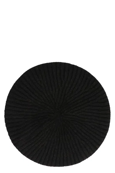 Ganni Knitted Wool Beanie Hat In Black