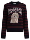 Ganni Graphic Wool Mix Poodle Stripe Sweaters And Cardigans Multicolor