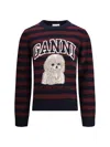 Ganni Graphic Wool Mix Poodle Stripe Sweaters And Cardigans Multicolor