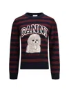 Ganni Graphic Wool Mix Poodle Stripe Sweaters And Cardigans Multicolor