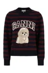 Ganni Graphic Wool Mix Poodle Stripe Sweaters And Cardigans Multicolor In Multi