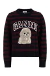 Ganni Graphic Wool Mix Poodle Stripe Sweaters And Cardigans Multicolor In Multi