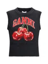 Ganni Cherry Vest In Black