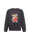 Ganni Bear Graphic Sweatshirt With Rhinestones In Black