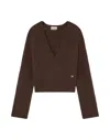 Ganni V-neck Sweater In Brown