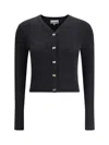 Ganni Merino Wool Cardigan In Black