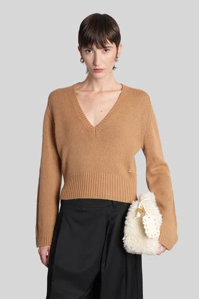 Ganni Knitwear In Brown Wool