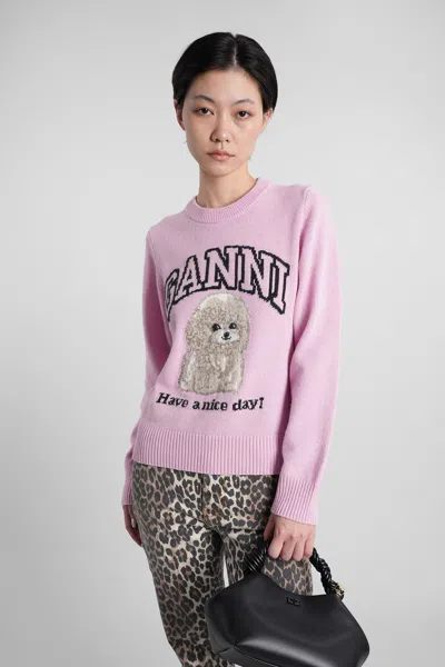 Ganni Knitwear In Rose-pink Wool