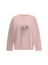 Ganni Multicolor Cotton Sweatshirt In Pink
