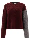 Ganni Wool Cashmere Cable Oversized O-neck Pullover Knitwear Bordeaux In Red