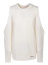Ganni Chunky Soft Wool Open Shoulder Pullover In White
