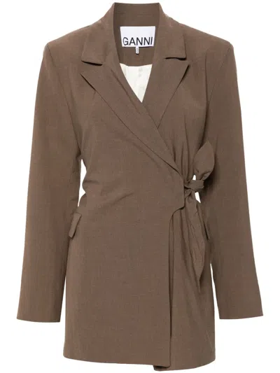 GANNI KNOT-BELT WRAP BLAZER