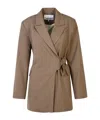 Ganni Double-breasted Blazer With In Brown