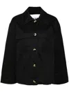 Ganni Knot-detail Canvas Shirt Jacket In 黑色