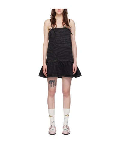 Ganni Knot Detail Dress In Multicolor
