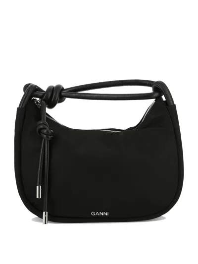 Ganni "knot" Shoulder Bag In Black