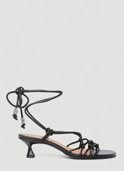 Ganni Black Knots Kitten Heel Sandals