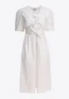 Ganni Knotted Midi Dress In White
