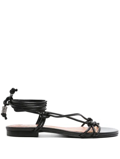 Ganni Knotted Sandals In Black