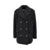 Ganni L-blend Oversized Double-breasted Peacoat In Gray