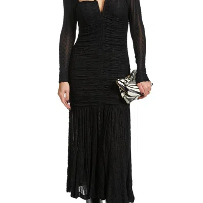 Ganni Lace Midi Dress In Black