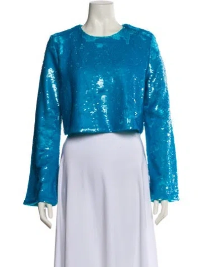Pre-owned Ganni Lace Pattern Evening Jacket In Blue