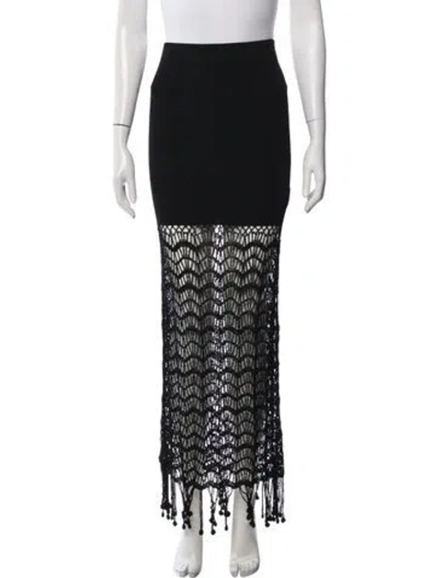 Pre-owned Ganni Lace Pattern Long Skirt In Black