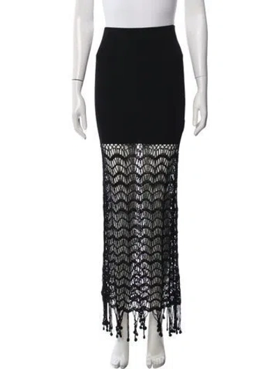Pre-owned Ganni Lace Pattern Long Skirt In Black