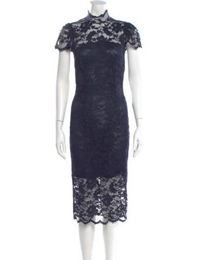 Pre-owned Ganni Lace Pattern Midi Length Dress In Blue