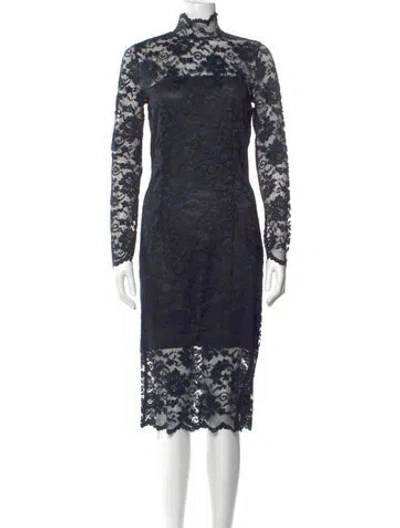 Pre-owned Ganni Lace Pattern Midi Length Dress In Blue