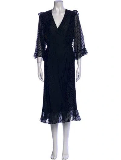 Pre-owned Ganni Lace Pattern Midi Length Dress In Multi