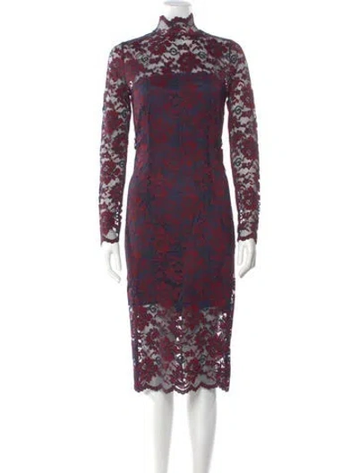 Pre-owned Ganni Lace Pattern Midi Length Dress In Multi