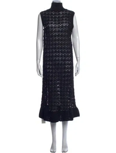 Pre-owned Ganni Lace Pattern Midi Length Dress In Multi