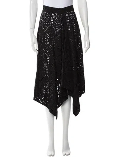Pre-owned Ganni Lace Pattern Midi Length Skirt In Black