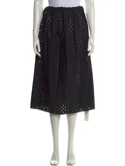 Pre-owned Ganni Lace Pattern Midi Length Skirt In Black